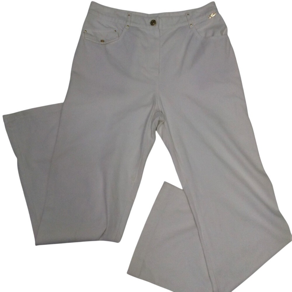 St John Sport Pants White Wide Leg Pants Classic 5‎ Pocket Style Womens 8